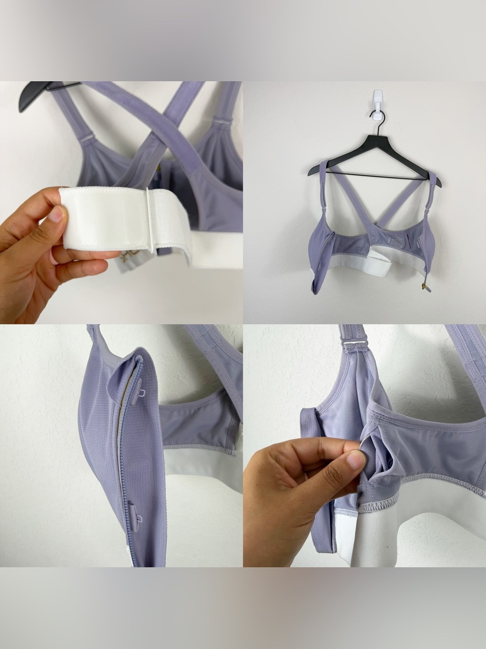 •SHEFIT• Ultimate Sports Bra High Impact Size Medium Purple White - Picture 2 of 3